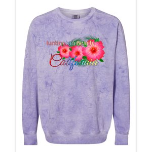 Huntington Beach California Tropical Flowers Family Vacation Gift Colorblast Crewneck Sweatshirt