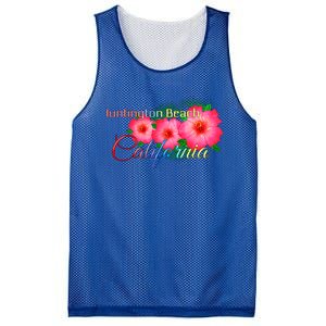 Huntington Beach California Tropical Flowers Family Vacation Gift Mesh Reversible Basketball Jersey Tank