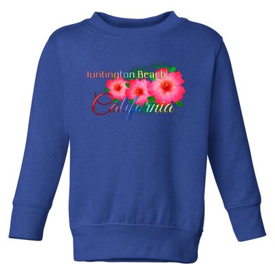 Huntington Beach California Tropical Flowers Family Vacation Gift Toddler Sweatshirt