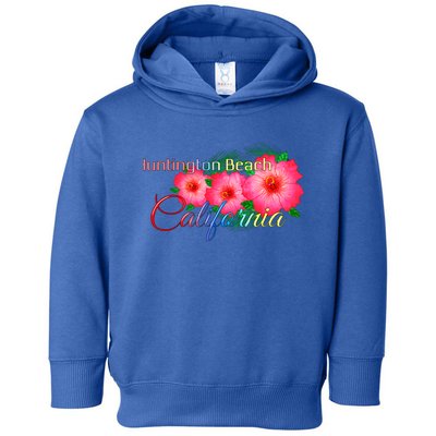 Huntington Beach California Tropical Flowers Family Vacation Gift Toddler Hoodie