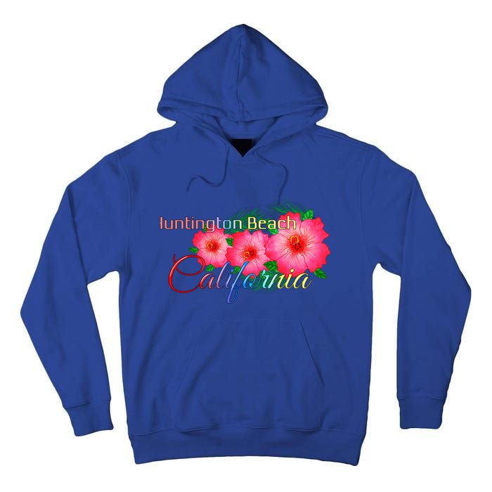 Huntington Beach California Tropical Flowers Family Vacation Gift Tall Hoodie