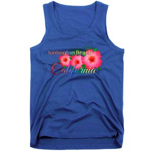 Huntington Beach California Tropical Flowers Family Vacation Gift Tank Top