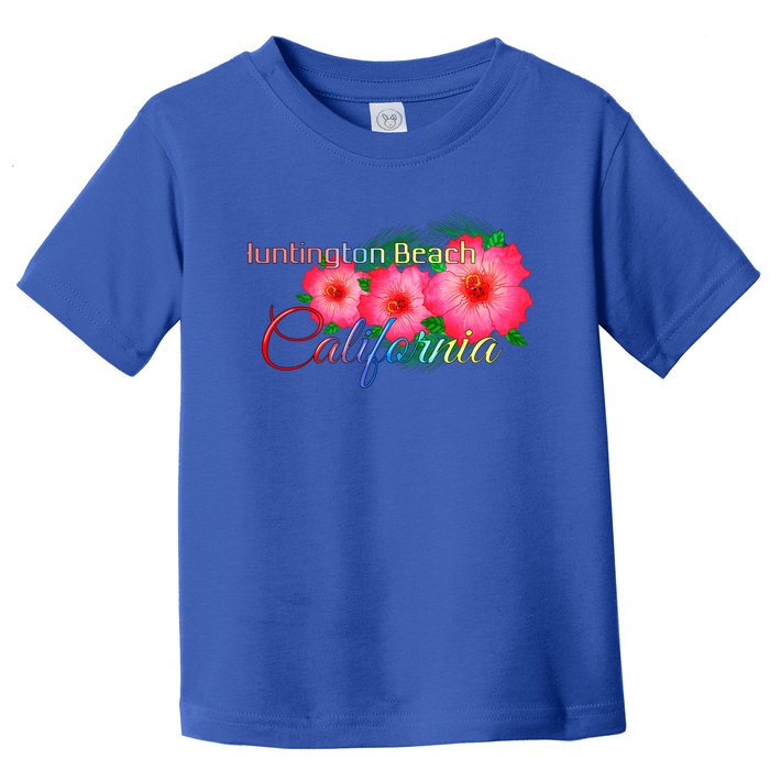 Huntington Beach California Tropical Flowers Family Vacation Gift Toddler T-Shirt