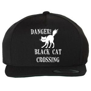 Halloween Black Cat Crossing Trick Or Treat Costume Design Gift Wool Snapback Cap