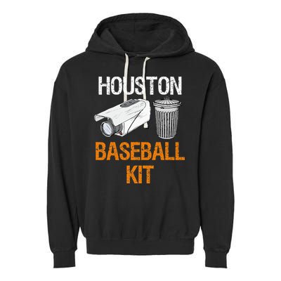 Houston Baseball Camera And Trash Can Gag For Men And Women Garment-Dyed Fleece Hoodie