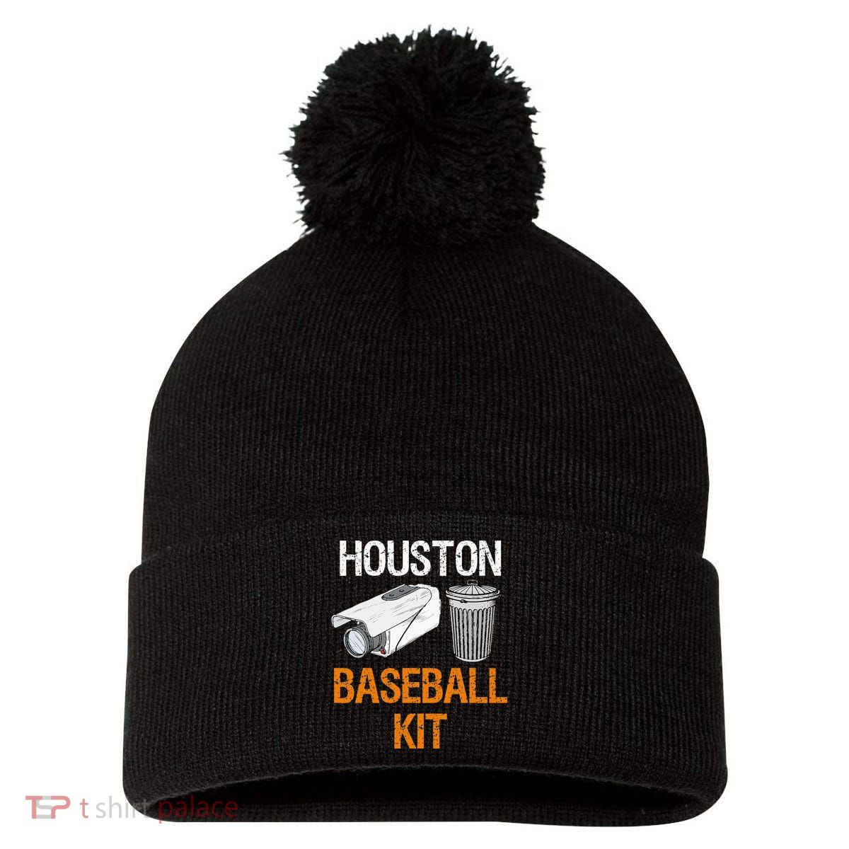 Houston Baseball Camera And Trash Can Gag For Men And Women Pom Pom 12in Knit Beanie
