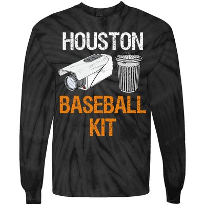 Houston Baseball Camera And Trash Can Gag For Men And Women Tie-Dye Long Sleeve Shirt