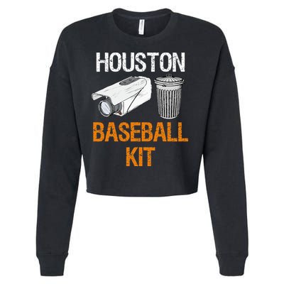 Houston Baseball Camera And Trash Can Gag For Men And Women Cropped Pullover Crew