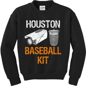 Houston Baseball Camera And Trash Can Gag For Men And Women Kids Sweatshirt