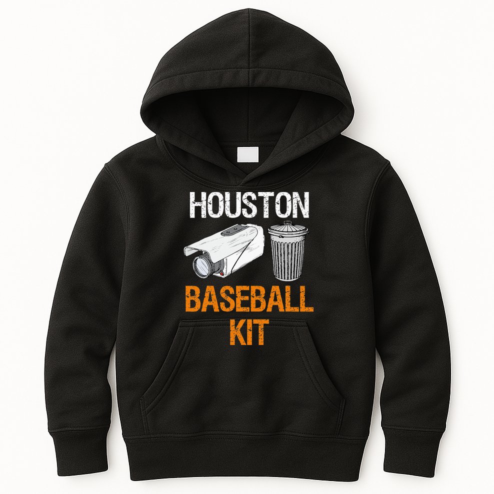 Houston Baseball Camera And Trash Can Gag For Men And Women Kids Hoodie
