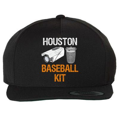 Houston Baseball Camera And Trash Can Gag For Men And Women Wool Snapback Cap