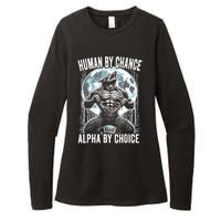 Human By Chance Alpha By Choice Funny Wolf Womens CVC Long Sleeve Shirt