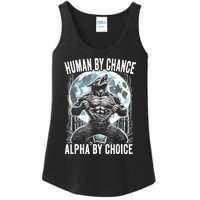 Human By Chance Alpha By Choice Funny Wolf Ladies Essential Tank