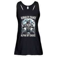 Human By Chance Alpha By Choice Funny Wolf Ladies Essential Flowy Tank