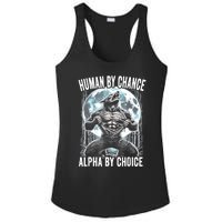 Human By Chance Alpha By Choice Funny Wolf Ladies PosiCharge Competitor Racerback Tank