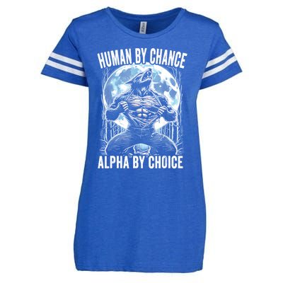 Human By Chance Alpha By Choice Funny Wolf Enza Ladies Jersey Football T-Shirt