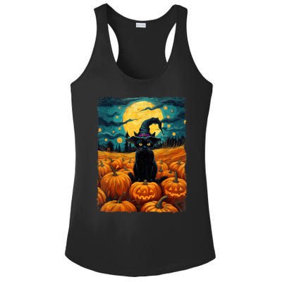 Halloween Black Cat Van Gogh Witch Kawaii Pumpkin Ladies PosiCharge Competitor Racerback Tank