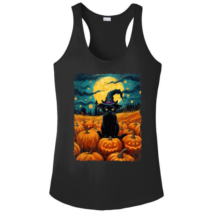 Halloween Black Cat Van Gogh Witch Kawaii Pumpkin Ladies PosiCharge Competitor Racerback Tank