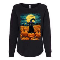 Halloween Black Cat Van Gogh Witch Kawaii Pumpkin Womens California Wash Sweatshirt