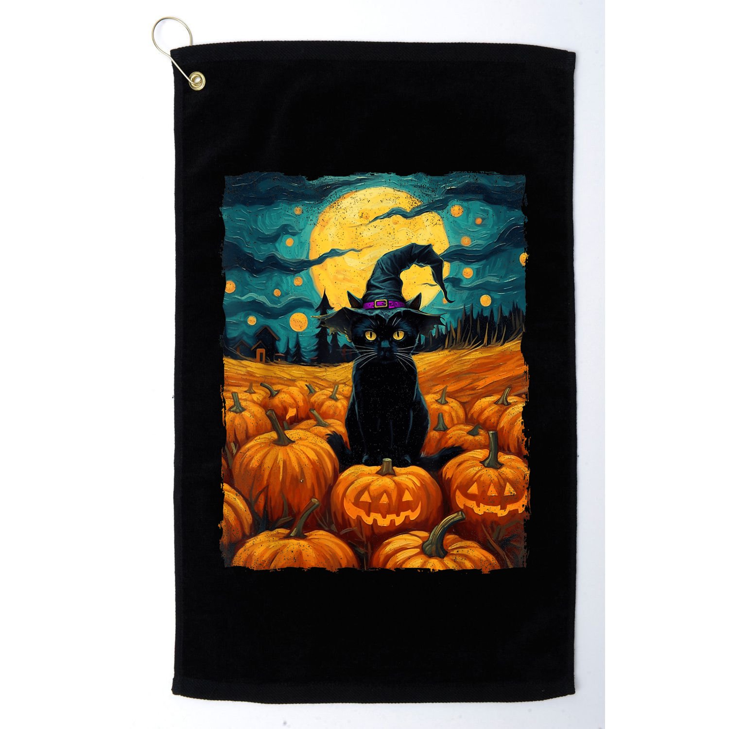 Halloween Black Cat Van Gogh Witch Kawaii Pumpkin Golf Towel