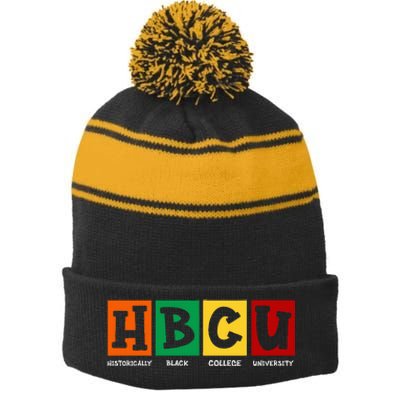  Historical Black College HBCU Stripe Pom Pom Beanie