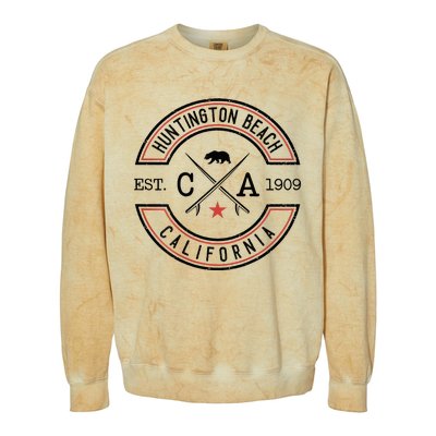 Huntington Beach California Ca Retro Surfer Colorblast Crewneck Sweatshirt