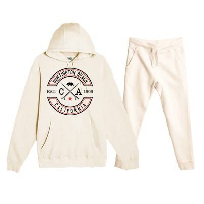 Huntington Beach California Ca Retro Surfer Premium Hooded Sweatsuit Set