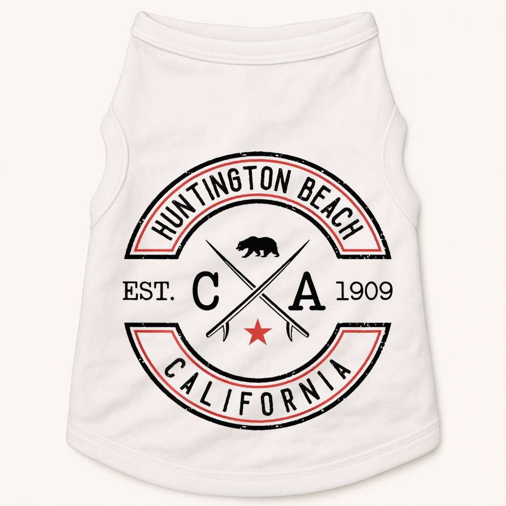 Huntington Beach California Ca Retro Surfer Doggie Tank
