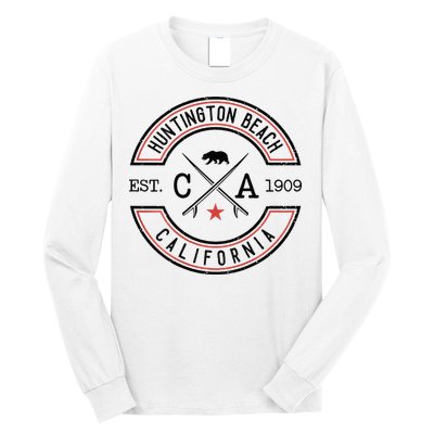Huntington Beach California Ca Retro Surfer Long Sleeve Shirt