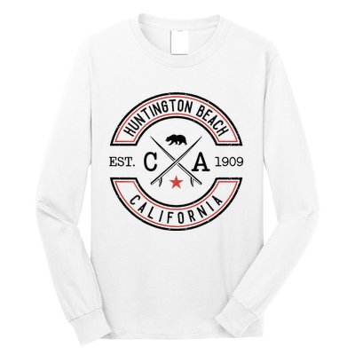 Huntington Beach California Ca Retro Surfer Long Sleeve Shirt