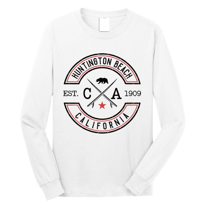 Huntington Beach California Ca Retro Surfer Long Sleeve Shirt