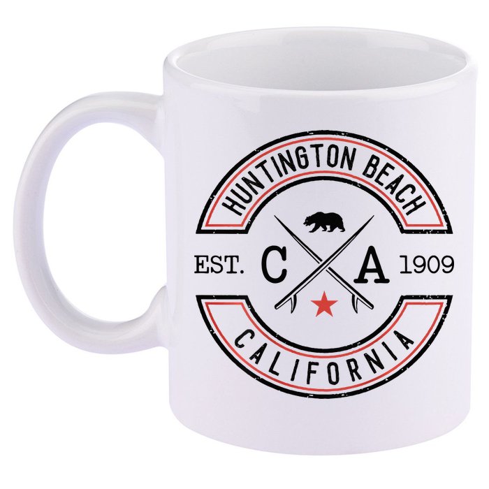 Huntington Beach California Ca Retro Surfer 11oz C Handle Ceramic Mug
