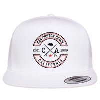 Huntington Beach California Ca Retro Surfer Flat Bill Trucker Hat