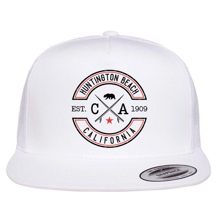 Huntington Beach California Ca Retro Surfer Flat Bill Trucker Hat