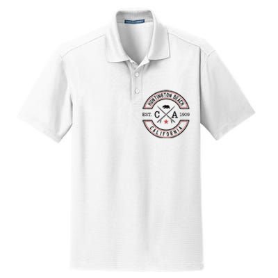 Huntington Beach California Ca Retro Surfer Dry Zone Grid Polo