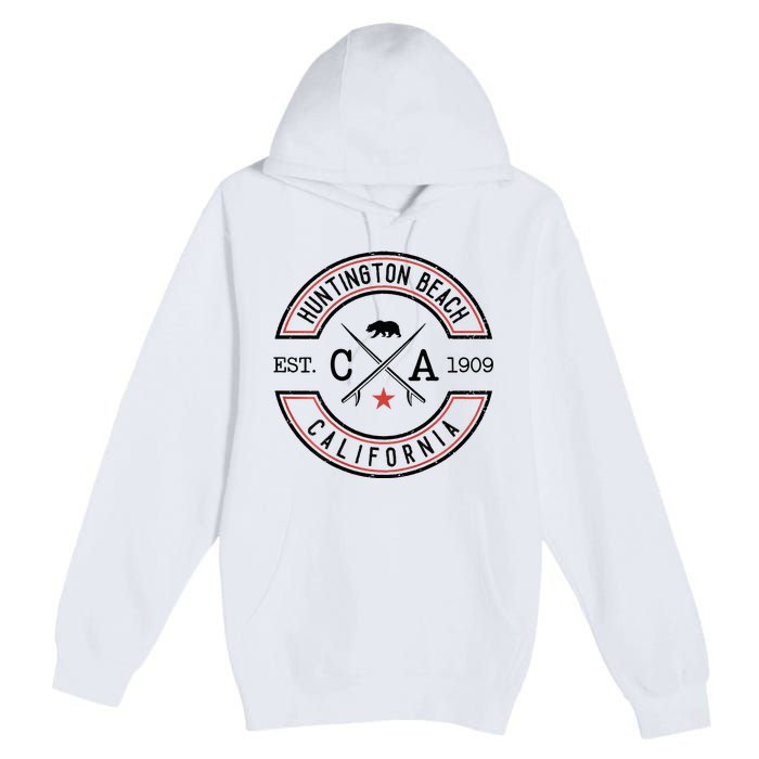 Huntington Beach California Ca Retro Surfer Premium Pullover Hoodie