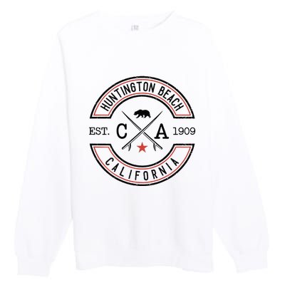 Huntington Beach California Ca Retro Surfer Premium Crewneck Sweatshirt