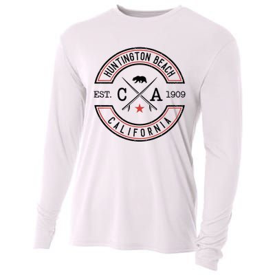 Huntington Beach California Ca Retro Surfer Cooling Performance Long Sleeve Crew