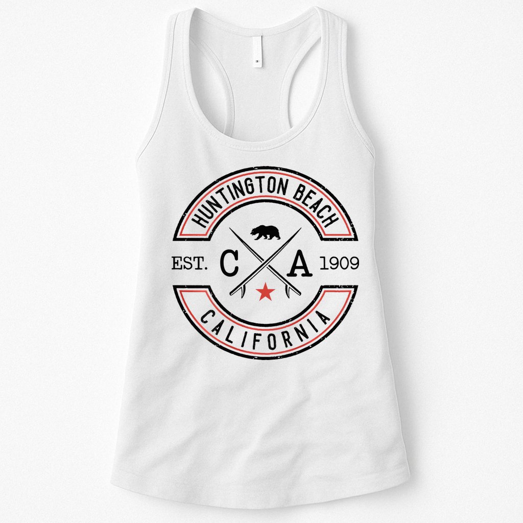 Huntington Beach California Ca Retro Surfer Womens Tank Top