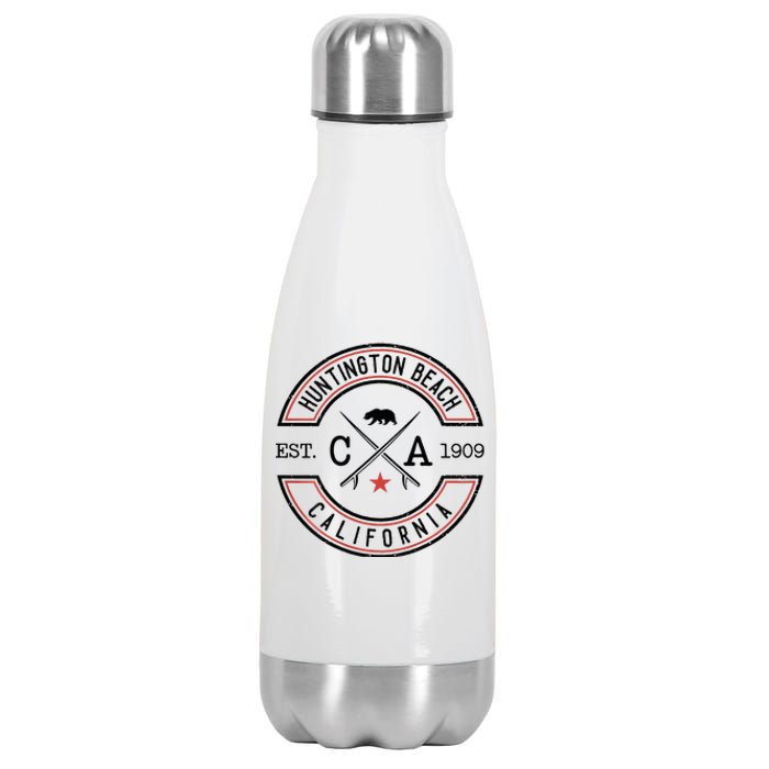 Huntington Beach California Ca Retro Surfer Stainless Steel Insulated Water Bottle