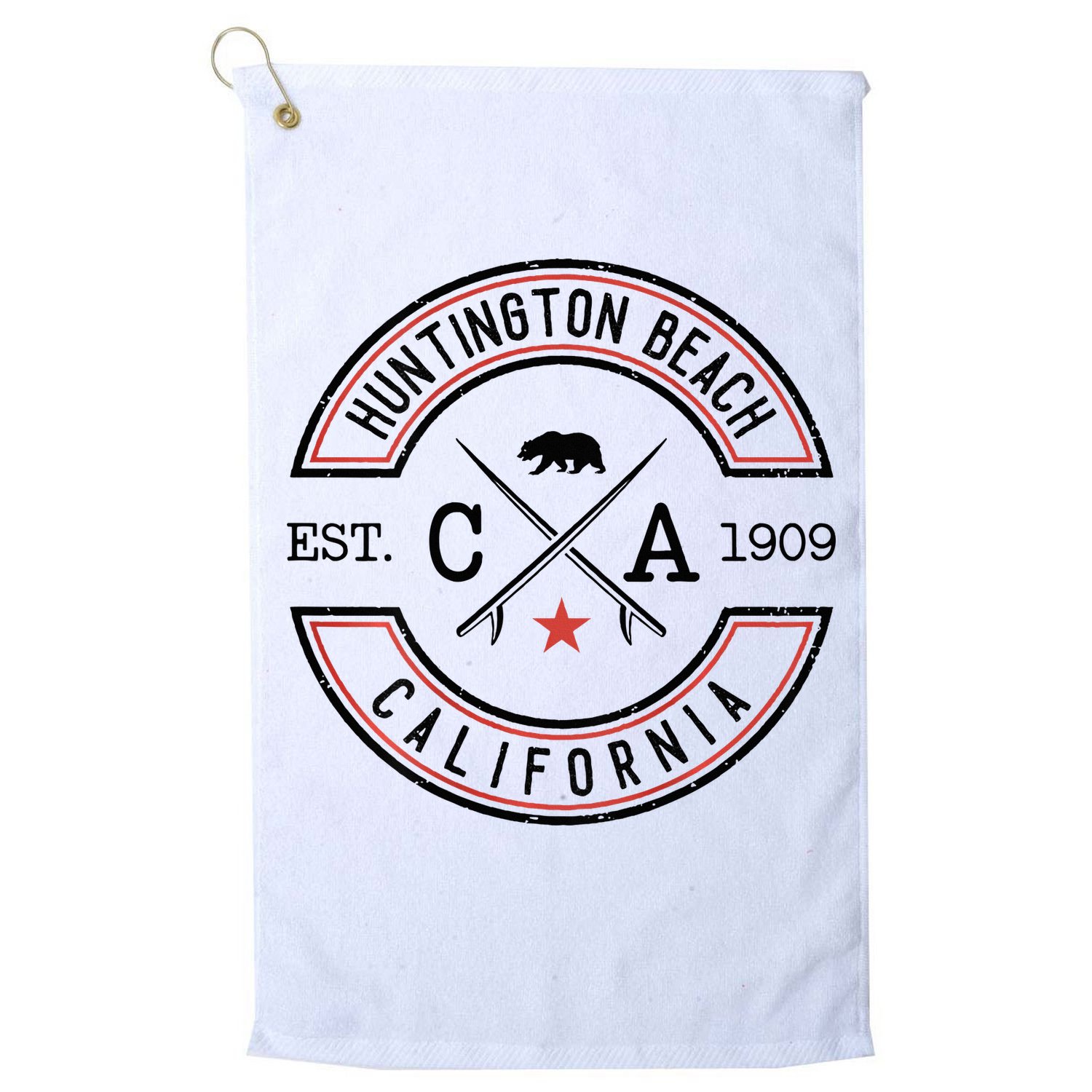 Huntington Beach California Ca Retro Surfer Golf Towel