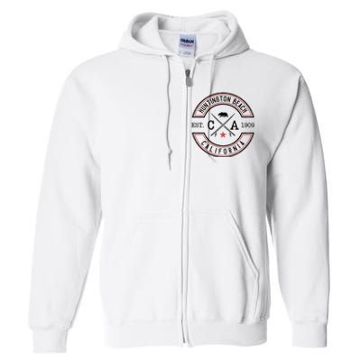 Huntington Beach California Ca Retro Surfer Full Zip Hoodie