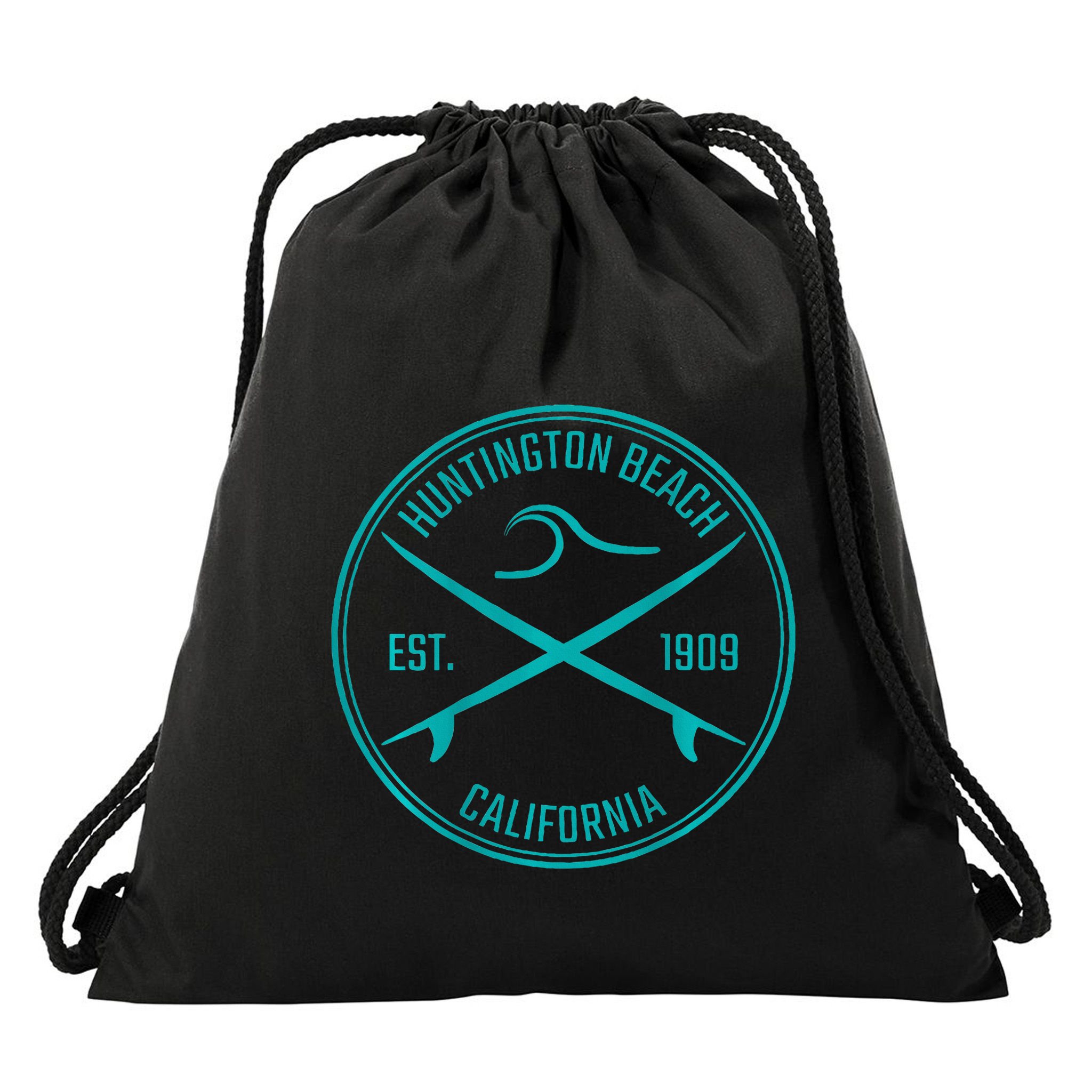 Huntington Beach California Surfer Drawstring Bag