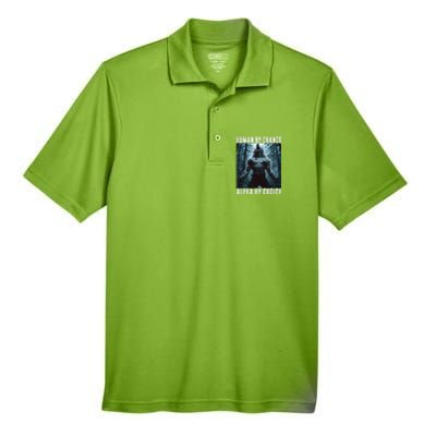 Human By Chance Alpha By Choice Alpha Wolf Meme Graphic Gift Men's Origin Performance Piqué Polo