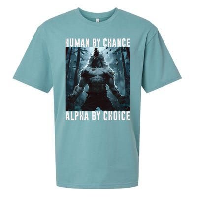 Human By Chance Alpha By Choice Alpha Wolf Meme Graphic Gift Sueded Cloud Jersey T-Shirt