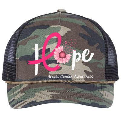 Hope Breast cancer pink Ribbons sunflower October month Retro Rope Trucker Hat Cap