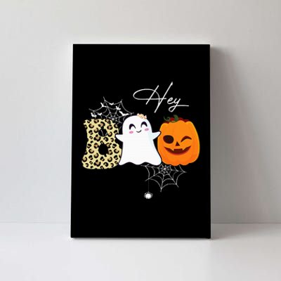 Hey Boo Cute Ghost Pumpkin Face Halloween Canvas