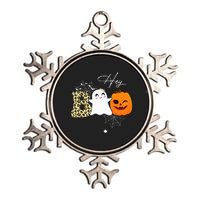 Hey Boo Cute Ghost Pumpkin Face Halloween Metallic Star Ornament