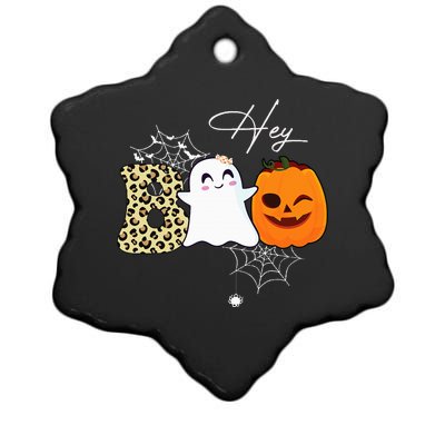 Hey Boo Cute Ghost Pumpkin Face Halloween Ceramic Star Ornament