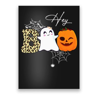 Hey Boo Cute Ghost Pumpkin Face Halloween Poster